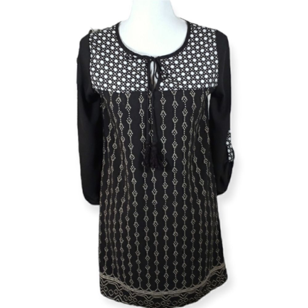 MILLIBON BLACK & BEIGE DRESS SZ.S EUC